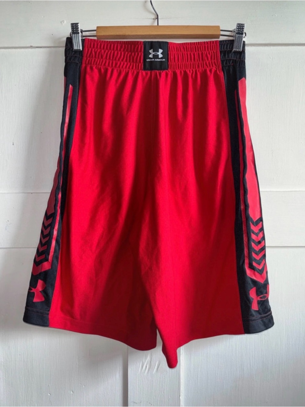 Under Armour Mens Basketball Athletic Sports Shorts Red Black Mesh Size Small - Picture 5 of 11